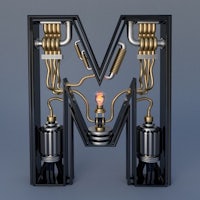 steampunk letter m 3d model